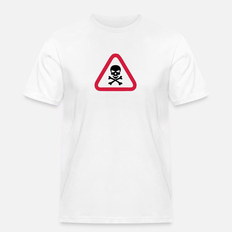 skull danger triangle panel 280) - Men's Workwear T-Shirt - white