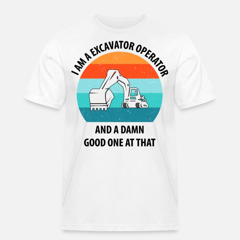 Bagger Baggerfahrer Baggerwagen - Männer Workwear T-Shirt - Weiß