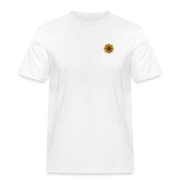 Solsikke broderet - Herre Workwear T-Shirt - hvid - Foran - AI Model Male 185 dark (185cm)