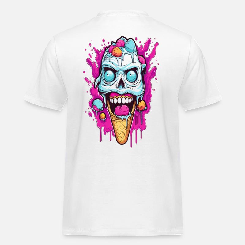 Skull Eiscreme Design - Männer Workwear T-Shirt - Weiß