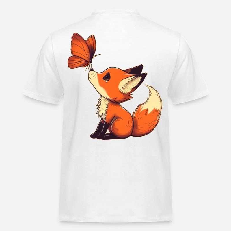 Fuchs mit Schmetterling - Männer Workwear T-Shirt - Weiß