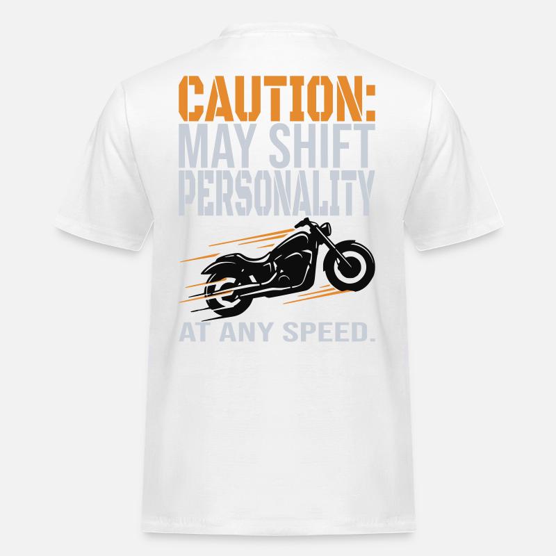 Caution – Personality Shift Biker Design - Männer Workwear T-Shirt - Weiß