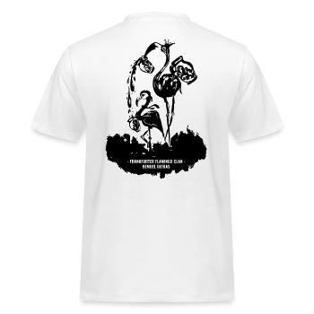 BEMBEL ULTRAS Flamingo Society - Men's Workwear T-Shirt - white - Back - AI Model Male 185 dark (185cm)