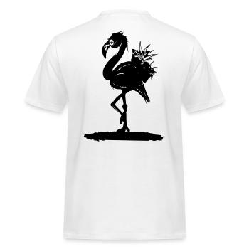 FARMER Flamingo CLAN - Männer Workwear T-Shirt - Weiß - Hinten - AI Model Male 185 dark (185cm)
