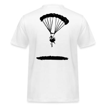 TRANSPORTER Flamingo Clan - Männer Workwear T-Shirt - Weiß - Hinten - AI Model Male 185 dark (185cm)