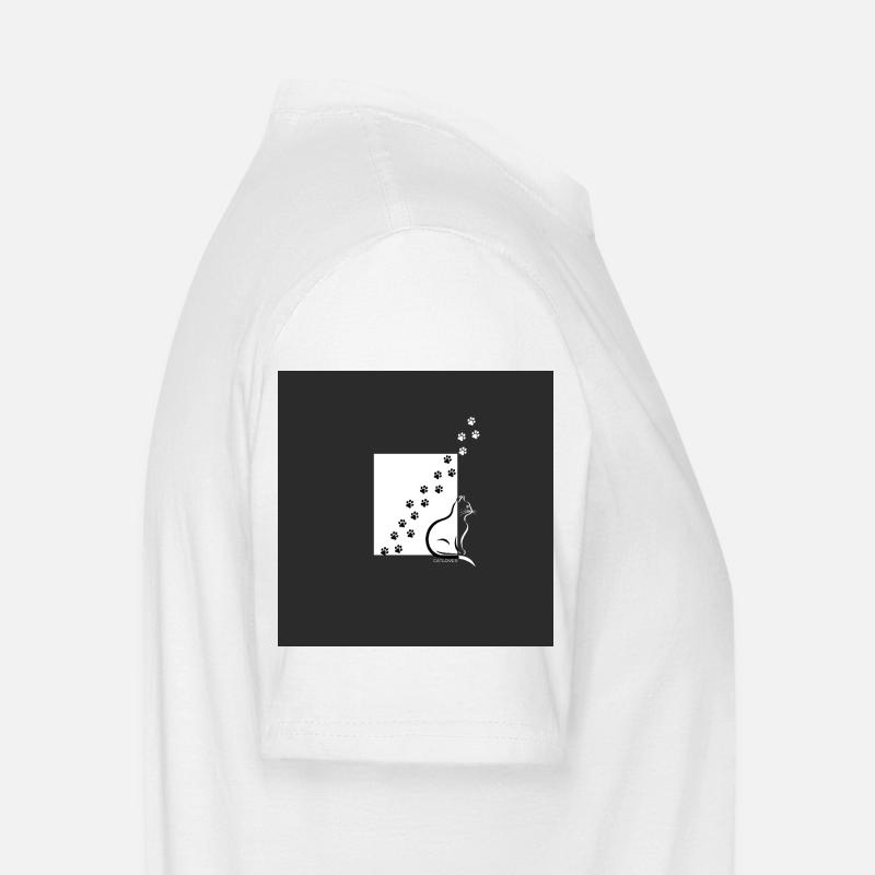 Paw Path Cat Silhouette Men's Workwear T-Shirt