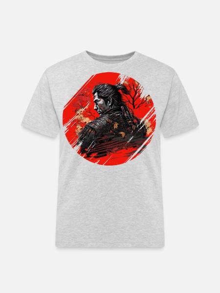 Samurai Japan Kultur - Männer Workwear T-Shirt - Grau meliert