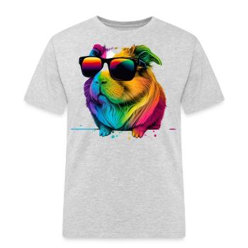 Meerschweinchen mit Sonnenbrille - Männer Workwear T-Shirt - Grau meliert - Vorne - AI Model Male 185 dark (185cm)