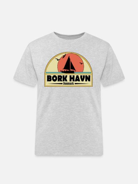 Bork Havn Dänemark - Männer Workwear T-Shirt - Grau meliert