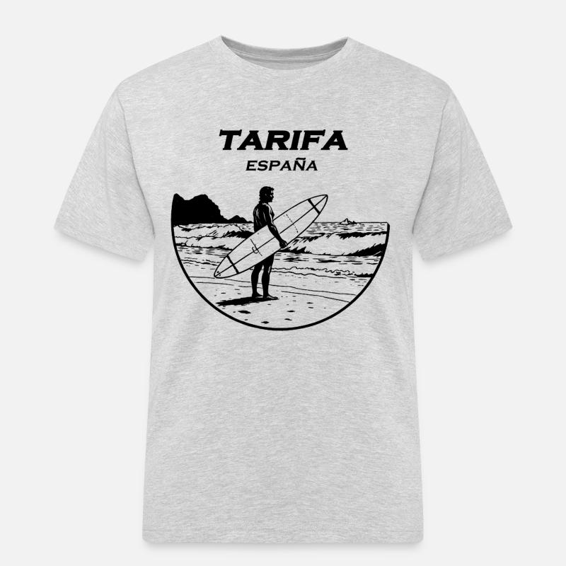 Tarifa Surfer Stempel - Männer Workwear T-Shirt - Grau meliert
