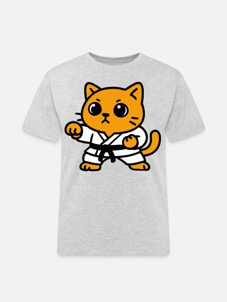 Cat fighter in karate suit - Men's Workwear T-Shirt - heather grey