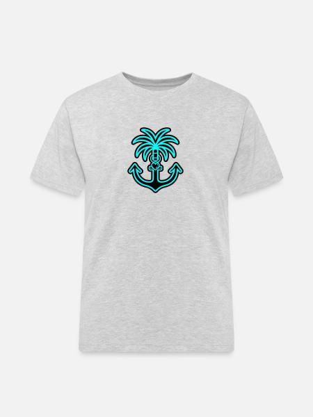 Palme Anker Herz Liebe - Männer Workwear T-Shirt - Grau meliert