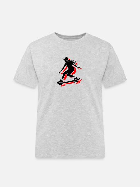 Skateboarding Woman Symbol Skateboard - Men's Workwear T-Shirt - heather grey