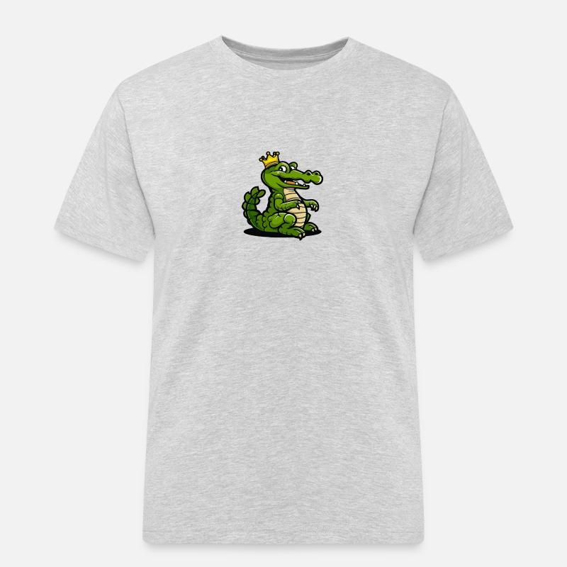 Alligator Comic Krone - Männer Workwear T-Shirt - Grau meliert