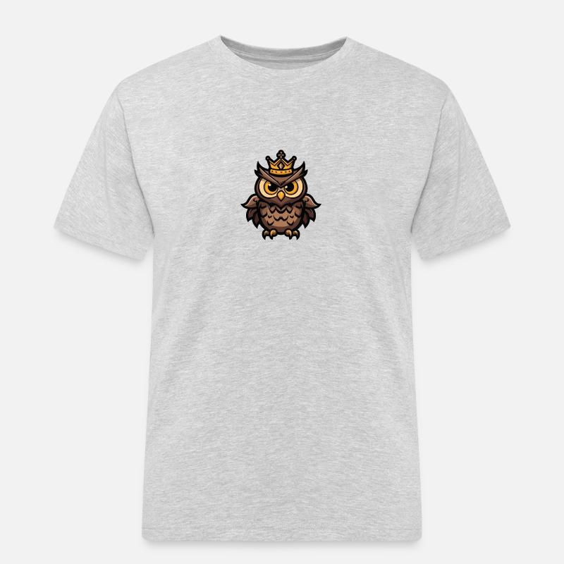 Eule Comic Krone - Männer Workwear T-Shirt - Grau meliert