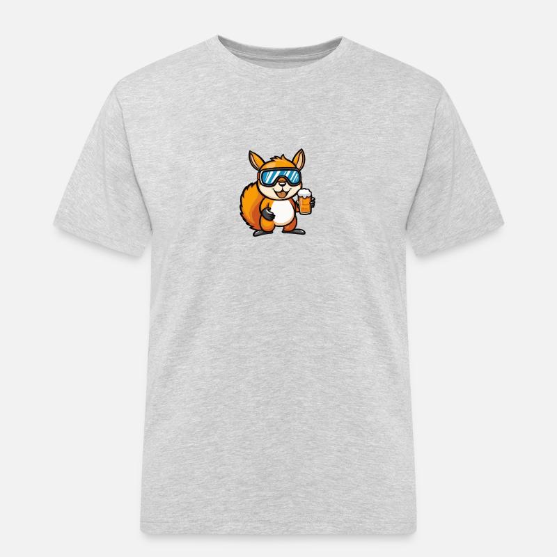 Eichhörnchen Ski Bier - Männer Workwear T-Shirt - Grau meliert