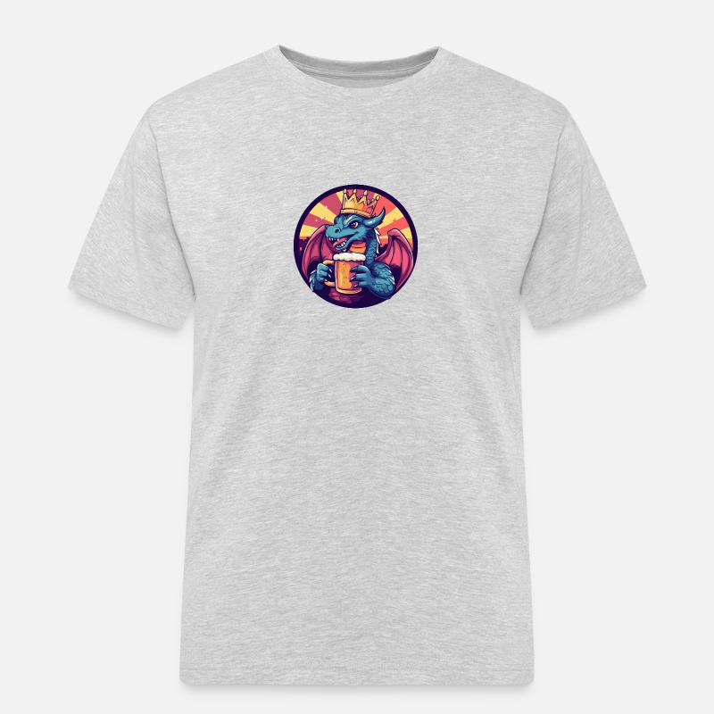 Drache Bier Comic - Männer Workwear T-Shirt - Grau meliert