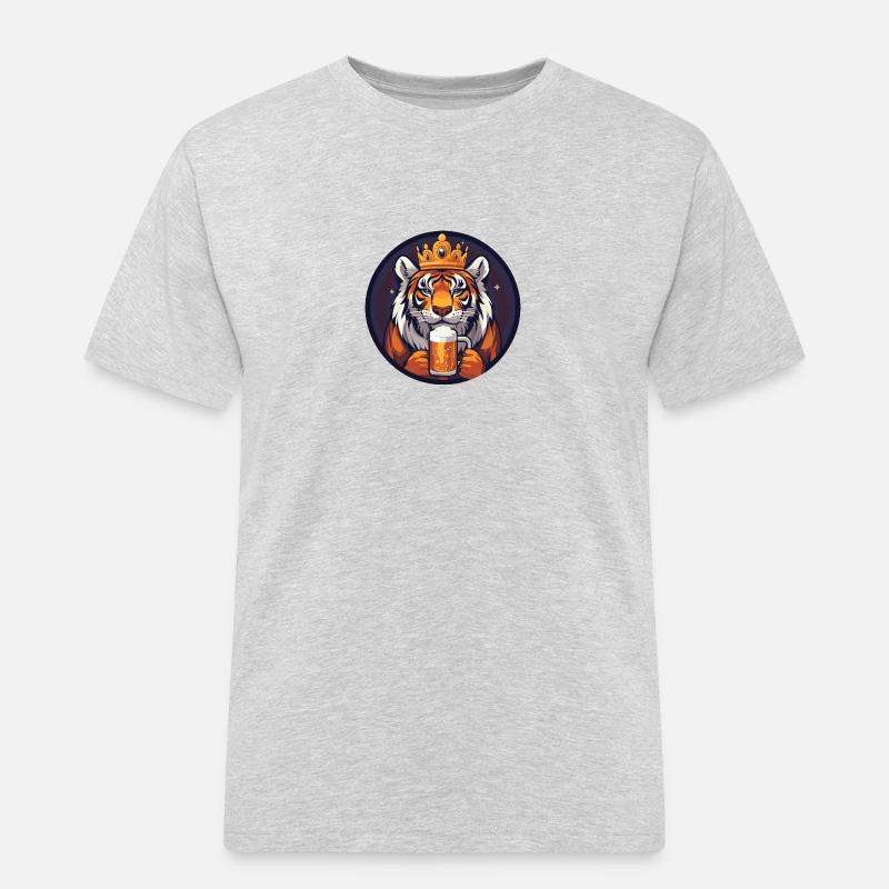 Tiger Bier Comic - Männer Workwear T-Shirt - Grau meliert