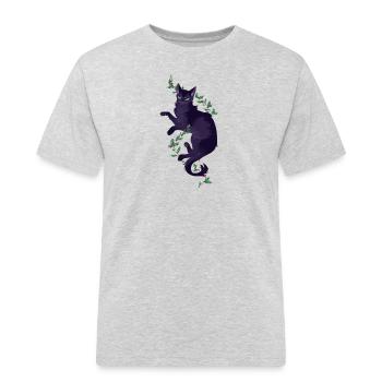Schwarze Katze Hollyleaf Distelblatt Warrior Cats - Männer Workwear T-Shirt - Grau meliert - Vorne - AI Model Male 185 dark (185cm)