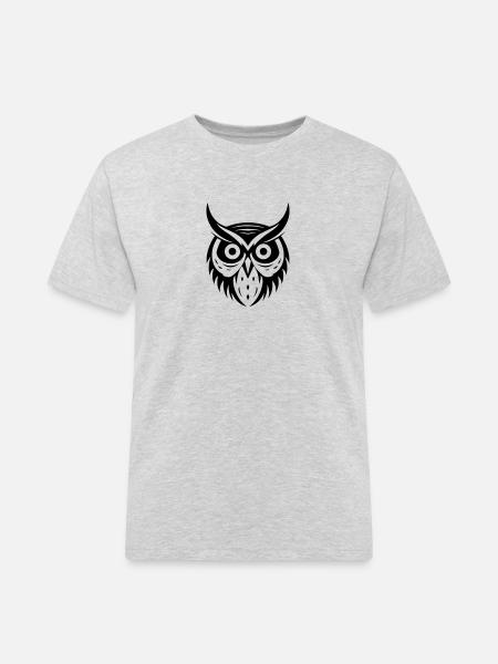 Eule Tier - Männer Workwear T-Shirt - Grau meliert