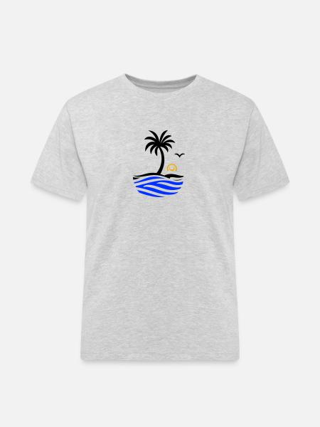 Ocean Palm Tree Summer - Men's Workwear T-Shirt - heather grey
