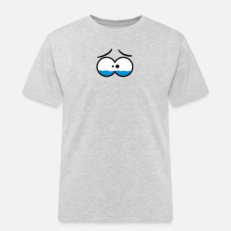 Sad Crying Comic Eyes - Männer Workwear T-Shirt - Grau meliert