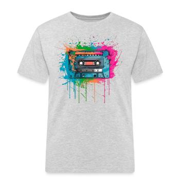 Kassette Musik 80s Pop Style für alle die die 80s - Männer Workwear T-Shirt - Grau meliert - Vorne - AI Model Male 185 dark (185cm)