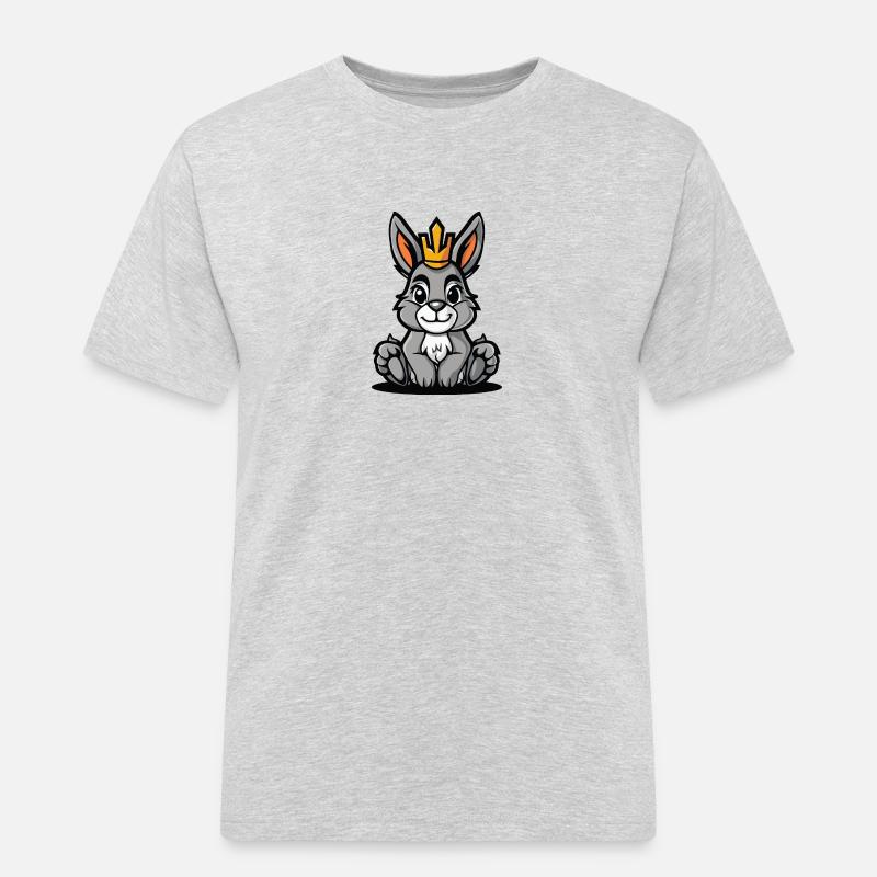 Hase Comic Krone - Männer Workwear T-Shirt - Grau meliert