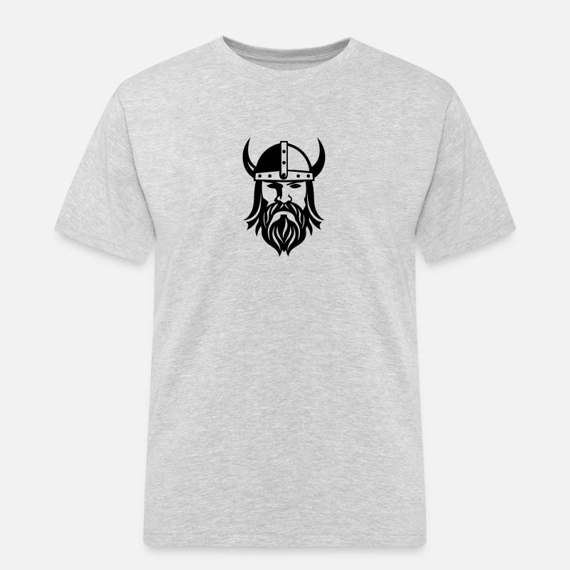 Wikinger Kopf Krieger Valhalla Odin - Männer Workwear T-Shirt - Grau meliert