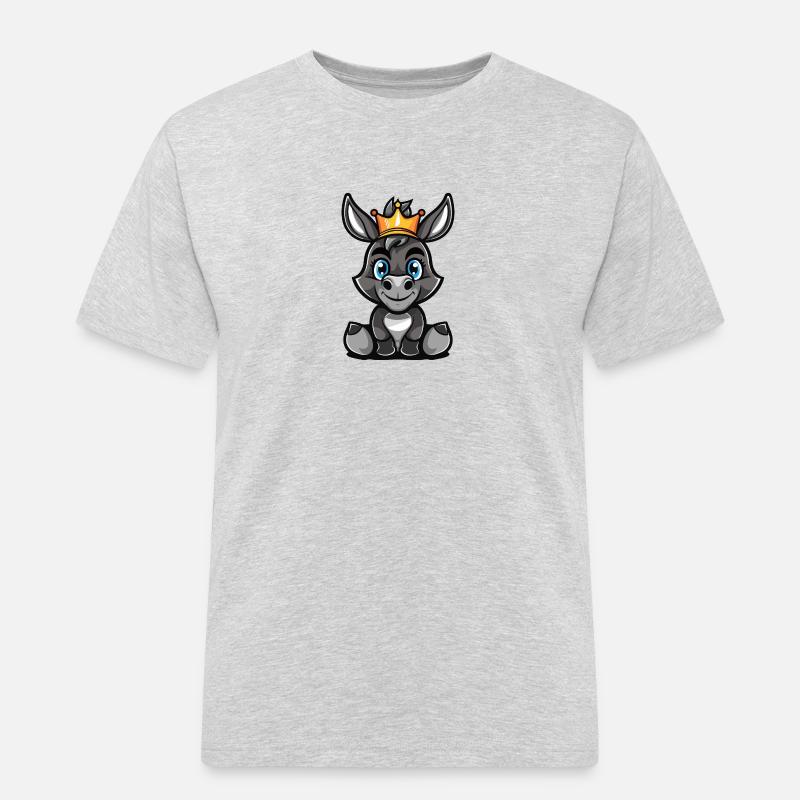 Esel Comic Krone - Männer Workwear T-Shirt - Grau meliert