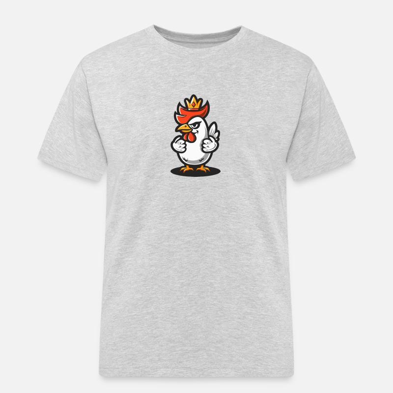 Huhn Comic Krone - Männer Workwear T-Shirt - Grau meliert