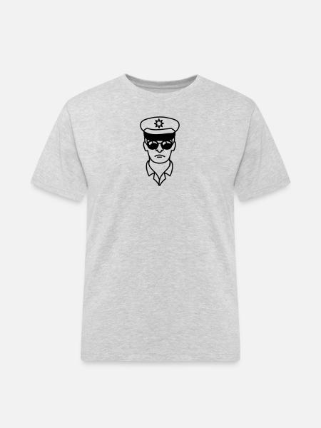 Cool police man face head - Men's Workwear T-Shirt - heather grey