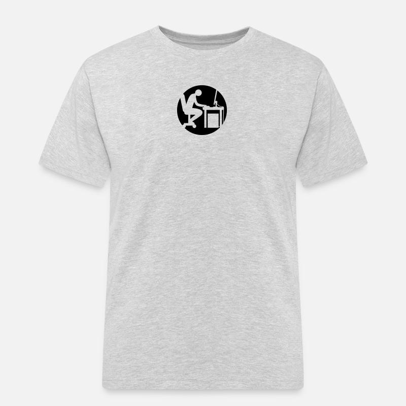 Computer Schreibtisch Nerd Logo - Männer Workwear T-Shirt - Grau meliert