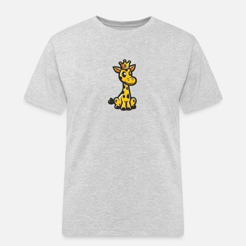 Giraffe Comic Krone - Männer Workwear T-Shirt - Grau meliert