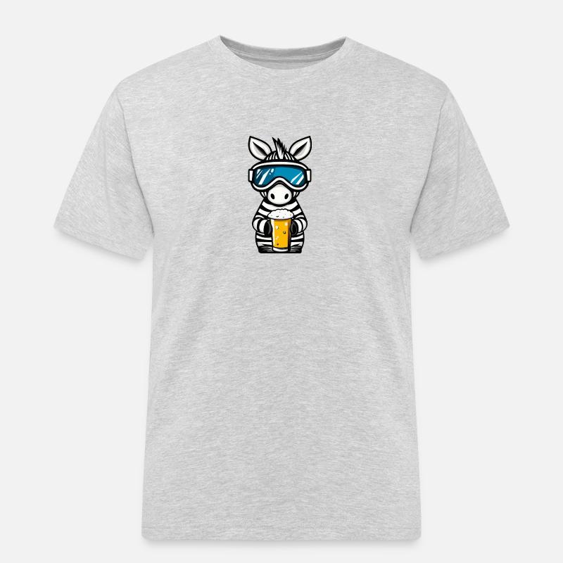 Zebra Ski Bier - Männer Workwear T-Shirt - Grau meliert