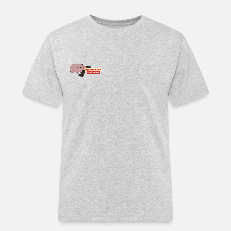 Moo Deng Attack! - Männer Workwear T-Shirt - Grau meliert