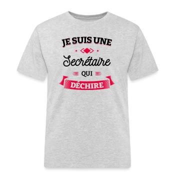 SECRÉTAIRE QUI DÉCHIRE - T-shirt Workwear homme - gris chiné - Devant - AI Model Male 185 dark (185cm)