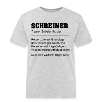 Lustige Definition Beruf Schreiner - Männer Workwear T-Shirt - Grau meliert - Vorne - AI Model Male 185 dark (185cm)