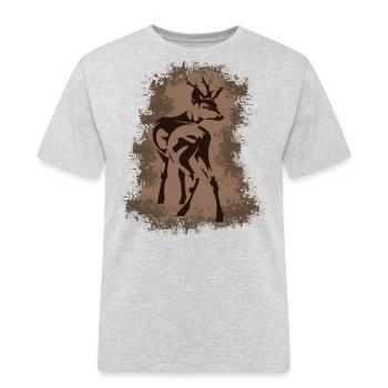 Cerf de cerf - T-shirt Workwear homme - gris chiné - Devant - AI Model Male 185 dark (185cm)