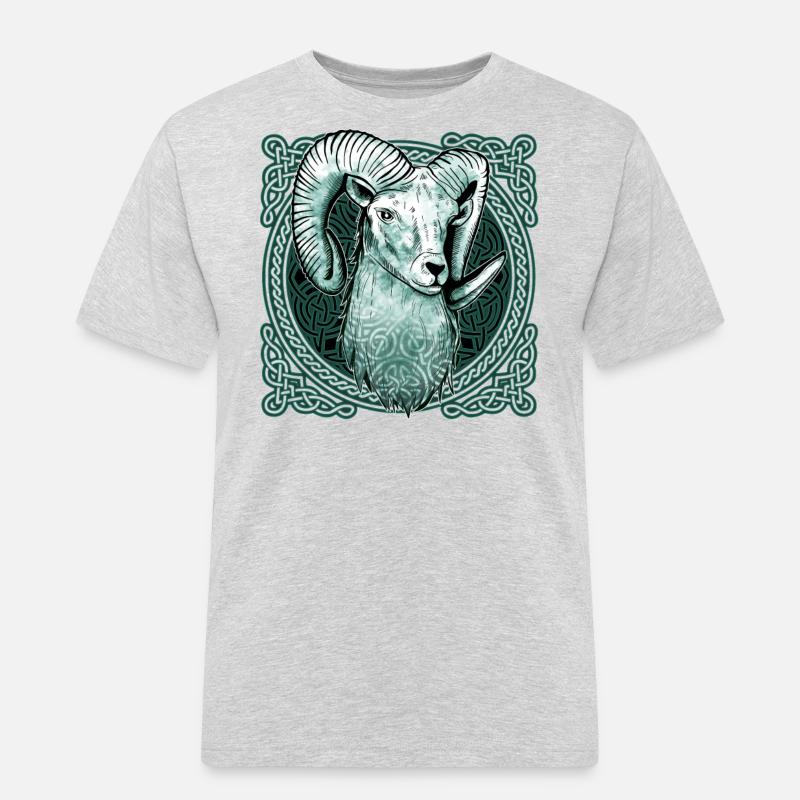 Widder Keltisches Knotenmuster - Männer Workwear T-Shirt - Grau meliert