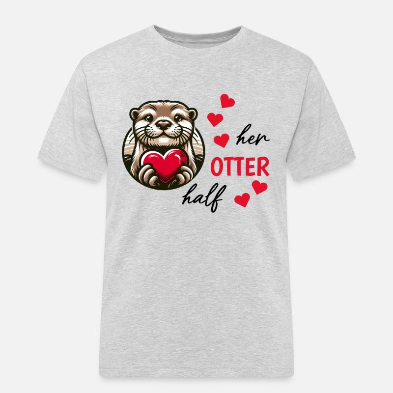 Otter half liebe geschenk - Männer Workwear T-Shirt - Grau meliert