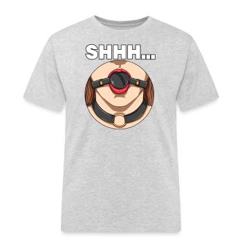 Mouth gag sex toy for a dominatomy - Men's Workwear T-Shirt - heather grey - Front - AI Model Male 185 dark (185cm)