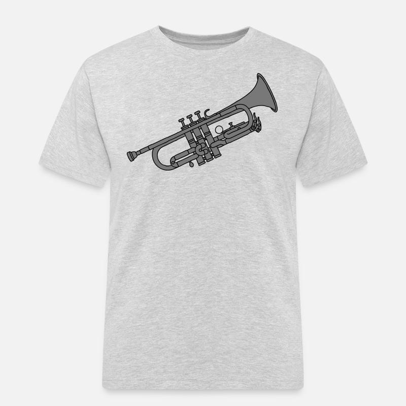 Trompete 2 - Männer Workwear T-Shirt - Grau meliert