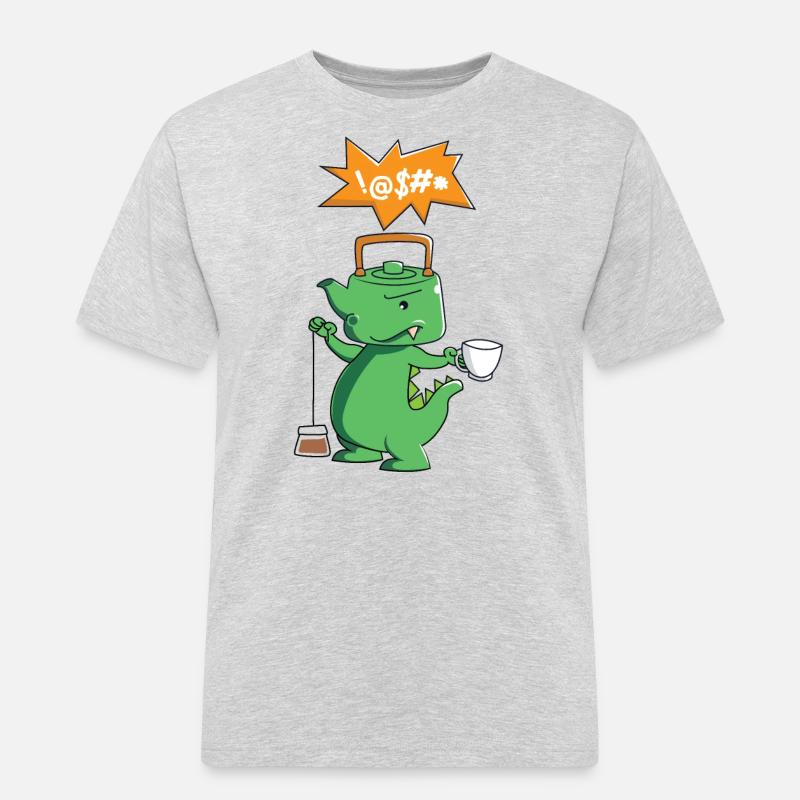 Tee-Rex - Tee trinken - Dinosaurier - Männer Workwear T-Shirt - Grau meliert
