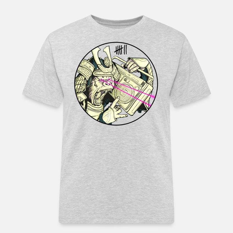 7 Apparel - Gorilla Samurai - Männer Workwear T-Shirt - Grau meliert