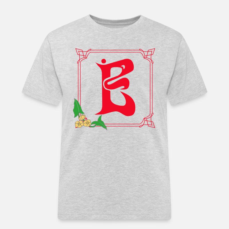 jugendstil e rot - Männer Workwear T-Shirt - Grau meliert