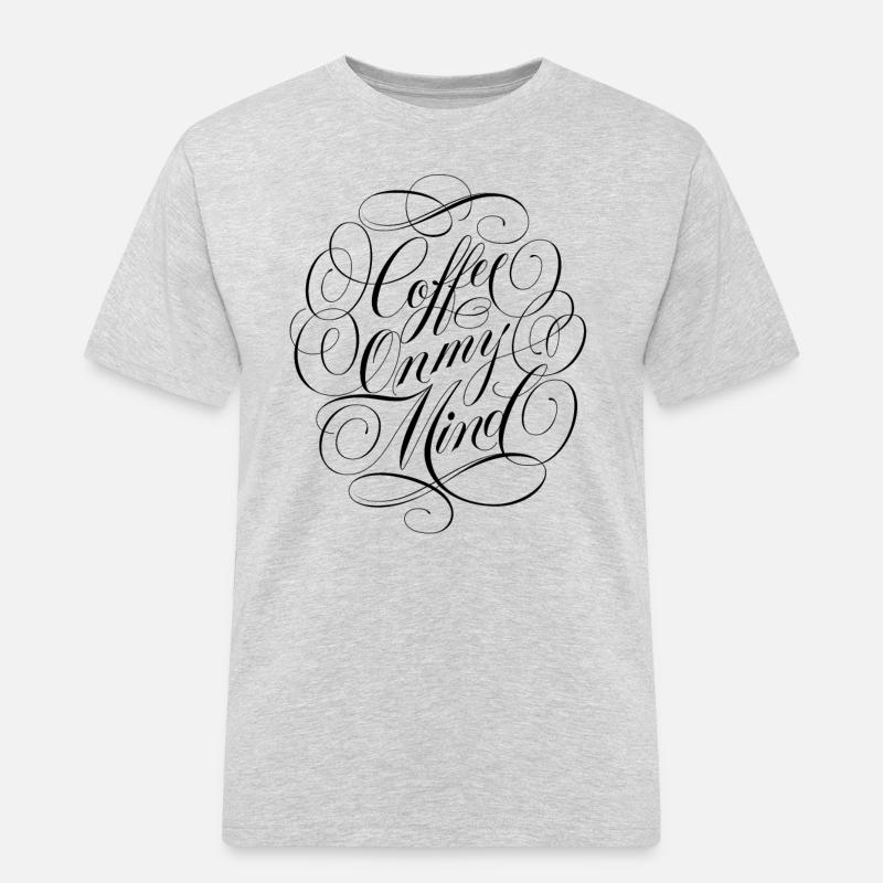 Coffee first - Männer Workwear T-Shirt - Grau meliert