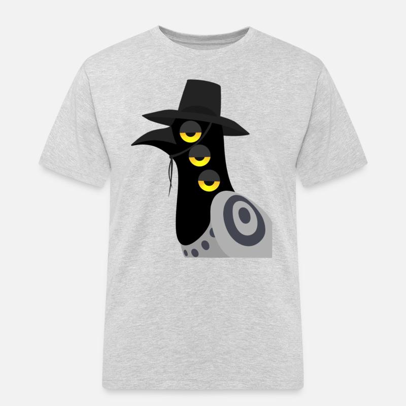 Dämonischer Vogel skeptisch - Männer Workwear T-Shirt - Grau meliert