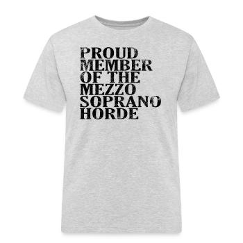 Proud Member of the Mezzo-Soprano Horde - Männer Workwear T-Shirt - Grau meliert - Vorne - AI Model Male 185 dark (185cm)
