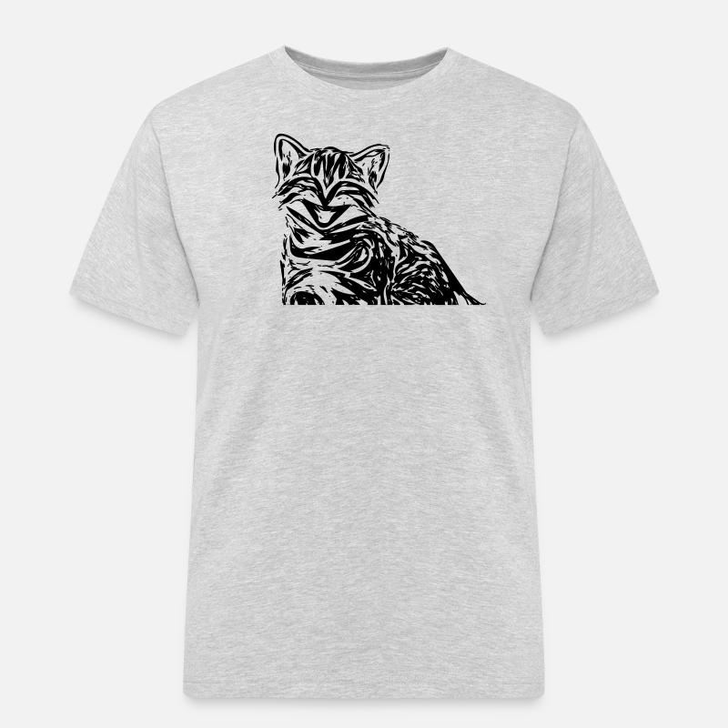 Katze - Männer Workwear T-Shirt - Grau meliert